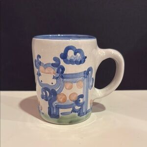 MA Hadley Country Scene Blue - Blue and White Ceramic COW Mug